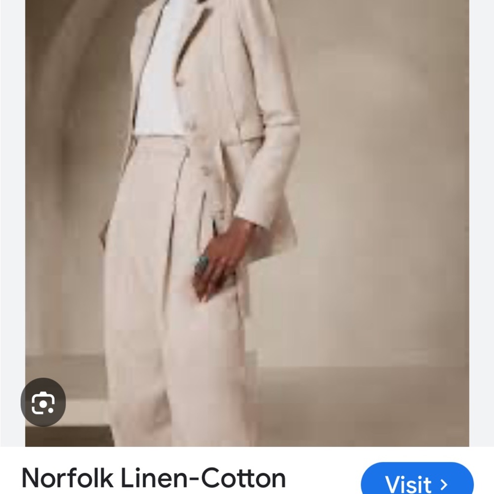 Banana Republic Norfolk linen cotton wide leg trouser fully lined (not BR outlet - Picture 3 of 12